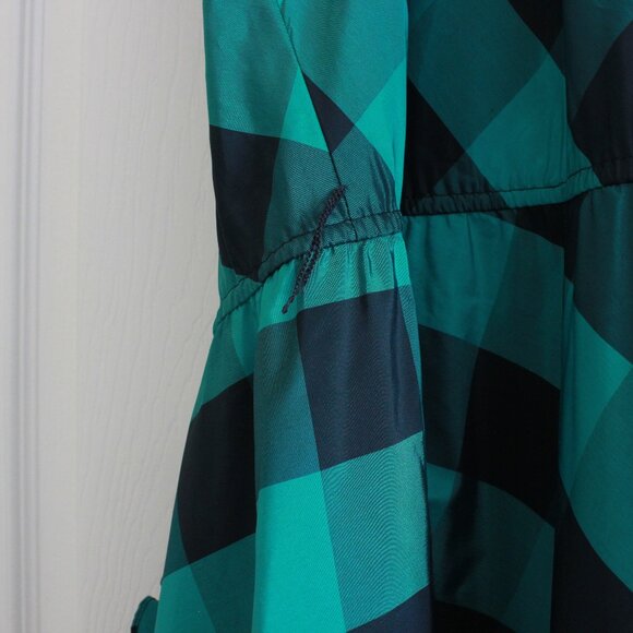 Vintage Coco of California Plaid Check Ruffle Midi Swing Dress Green Black - Picture 12 of 12